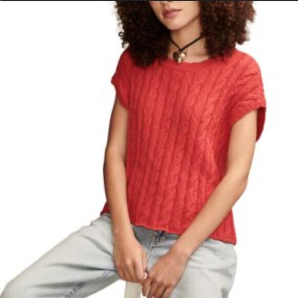 Lucky Brand Red Cable Knit Sweater Vest NWT Festive Holiday Christmas Size M - Picture 8 of 8